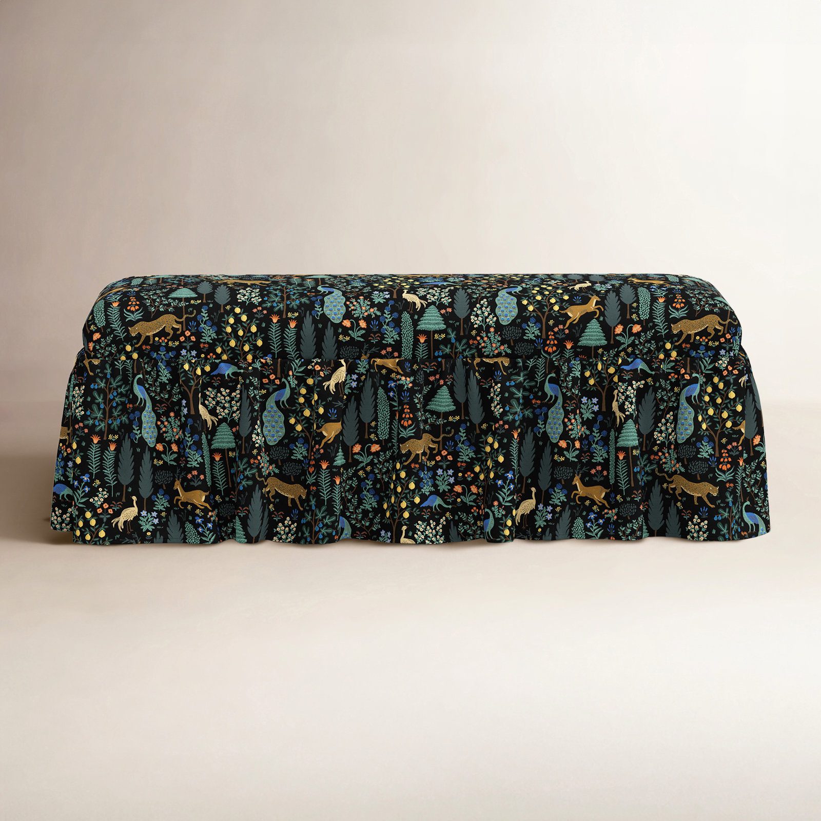 Rifle Paper Co. x Cloth & Company Surrey Dining Bench, Black Flower