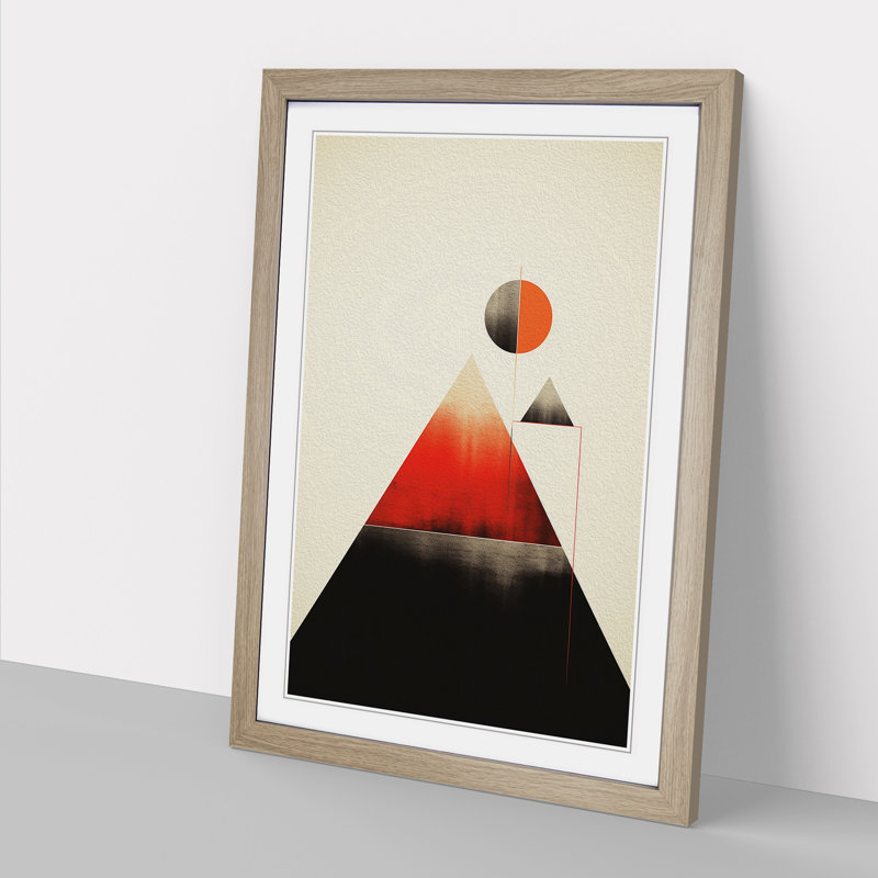 Minimalist Geometric No.2 - Single Picture Frame Print on Wood, Oak, 46cm H x 34cm W x 2cm D