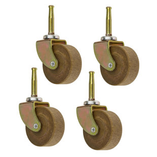 Wood Furniture Casters Set of 4 Wood Casters for Furniture Wood Furniture Wheels Dark Hard Wood Stem Casters with Inserts, 1 1/4 inch Wheel, 4 Pack