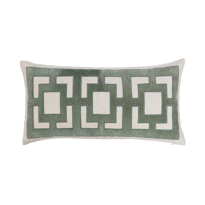 Corbin Pillow Cover & Insert, Rectangle 14"H x 26"W, Green