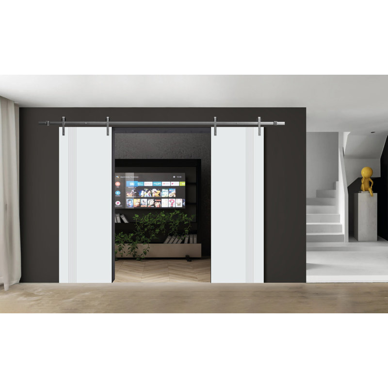 Panneau de porte à dalle - ESSENTIAL 0777 - Portes en placage de bois - Penderie coulissante, Blanc arctique, 24 po x 80 po