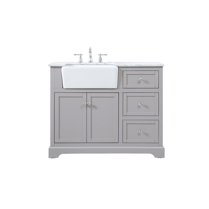 Pardue 42'' Single Bathroom Vanity with Marble Top, Gray
