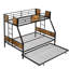 Lit superposé simple au-dessus d'un lit double en métal avec lit gigogne, solide et stable, brun noir, sans sommier, grand espace de rangement, assemblage simple requis, structure fiable et silencieuse