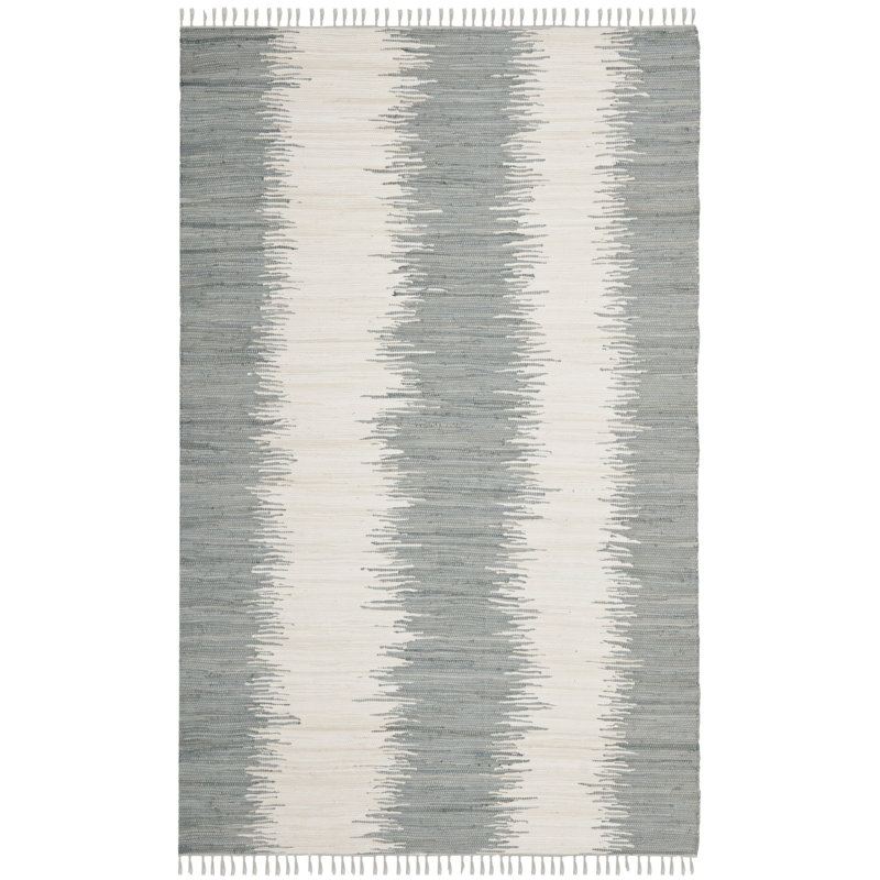 Cayman Hand Woven Cotton Striped Rug, Rectangle 5' x 8'