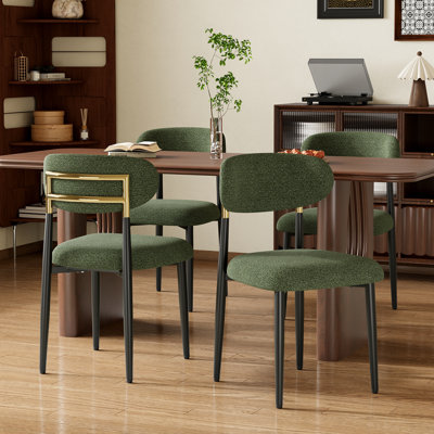 Modern Minimalist Upholstered Dining Room Side Chairs with Metal Frame