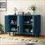 Buffet avec 4 portes Tablettes réglables - bleu marine minimaliste | Panneau de fibres à densité moyenne + placage de frêne | Pieds en pin
