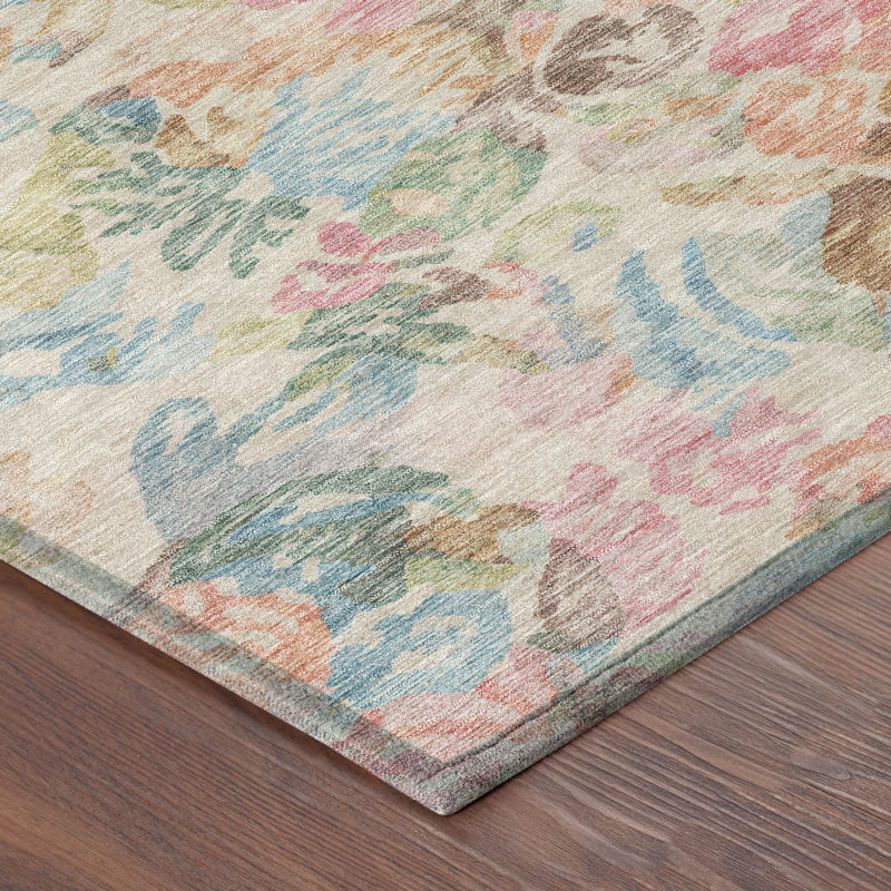 Machine Washable Indoor/Outdoor Chantille ACN2723 Floral Rug, 8' x 10', Pink
