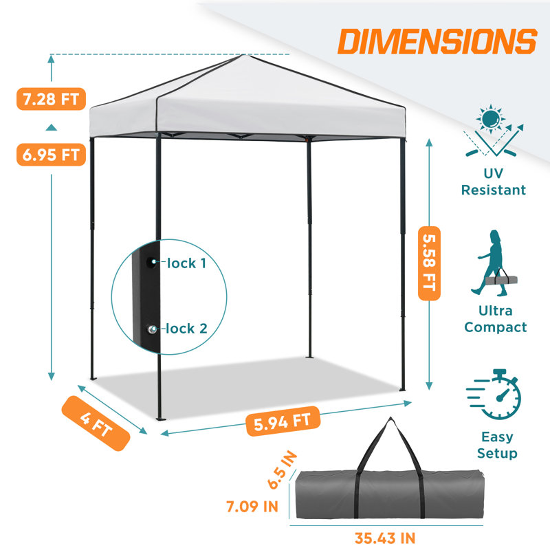 6x4 Canopy Tent, Heavy Duty Pop up Canopy with Carry Bag, White