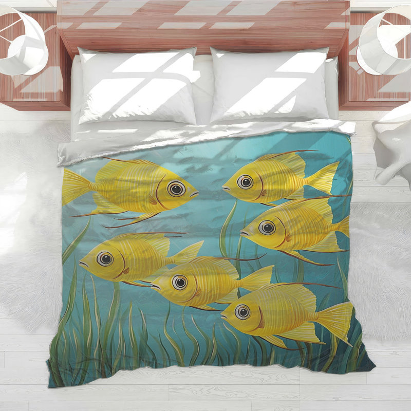 Édredon de bain poisson jaune, Grand lit