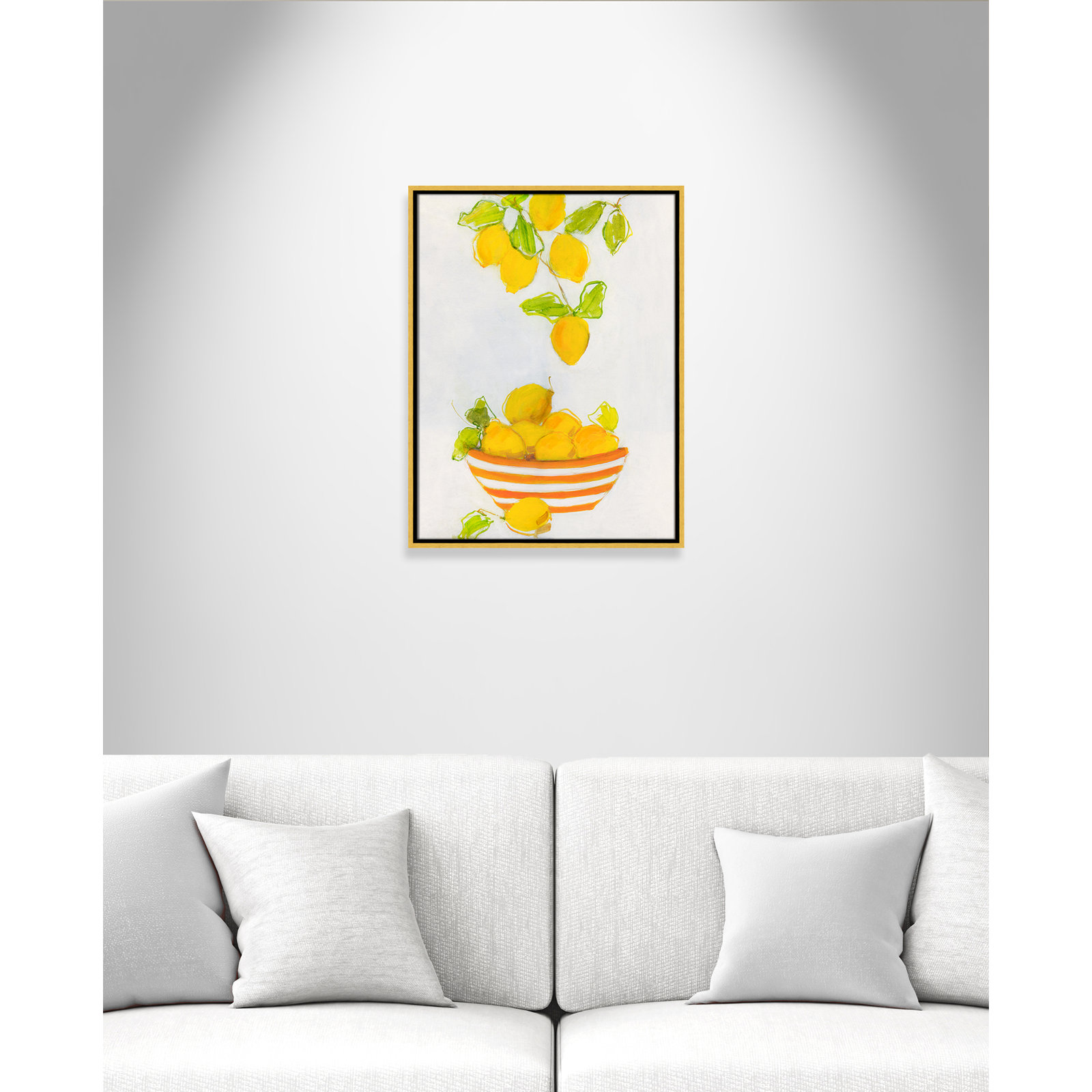 Darcy "Lemonlicious" Painting by Sally Swatland, 25.5" H x 19.5" W x 2" D, Gold Framed Canvas