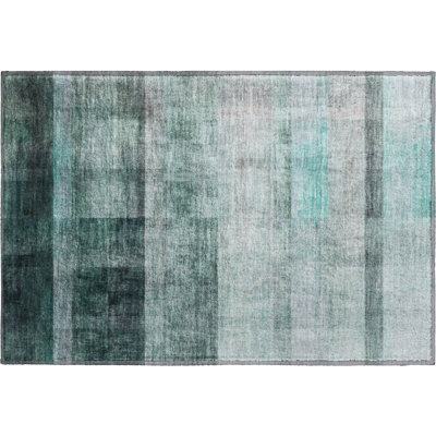 Tapis bleu sarcelle Cerrito AMF568 lavable à la machine de qualité supérieure