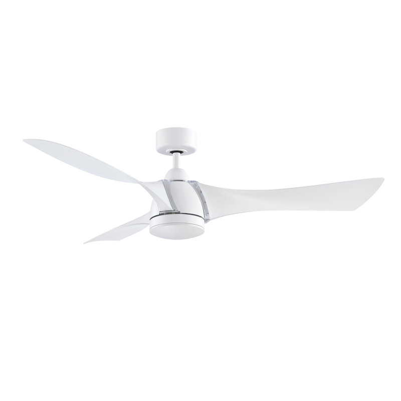 Klear 56 inch Indoor/Outdoor Smart Ceiling Fan with LED CCT Select Light Kit and Remote Control - Matte White with Matte White blades