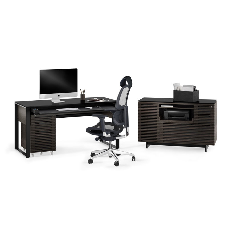 Corridor Glass Writing Desk, Charcoal Stained Ash