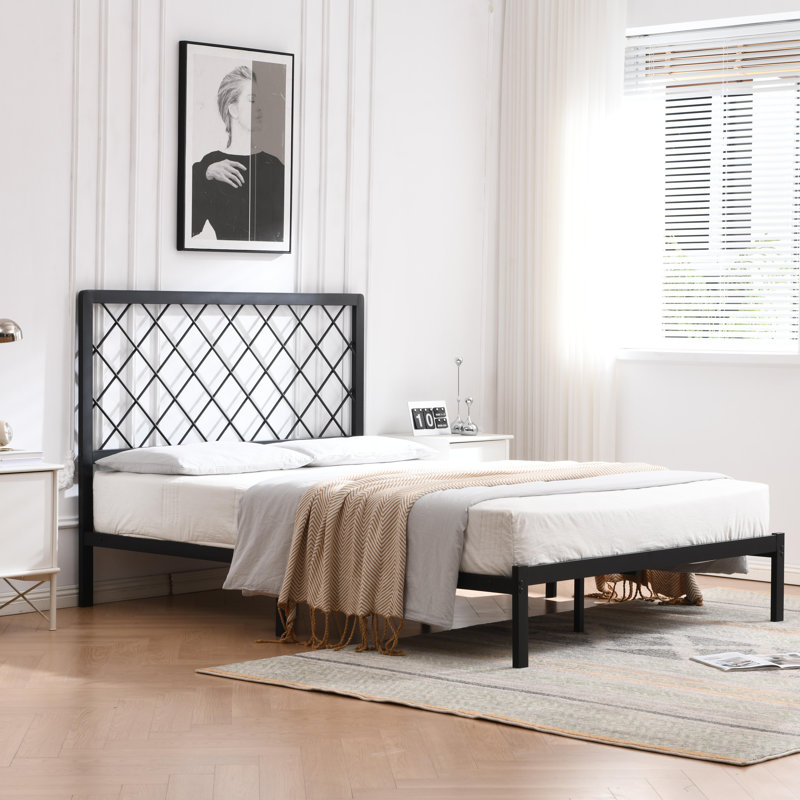Lit plateforme en métal Konrad, Double, Noir