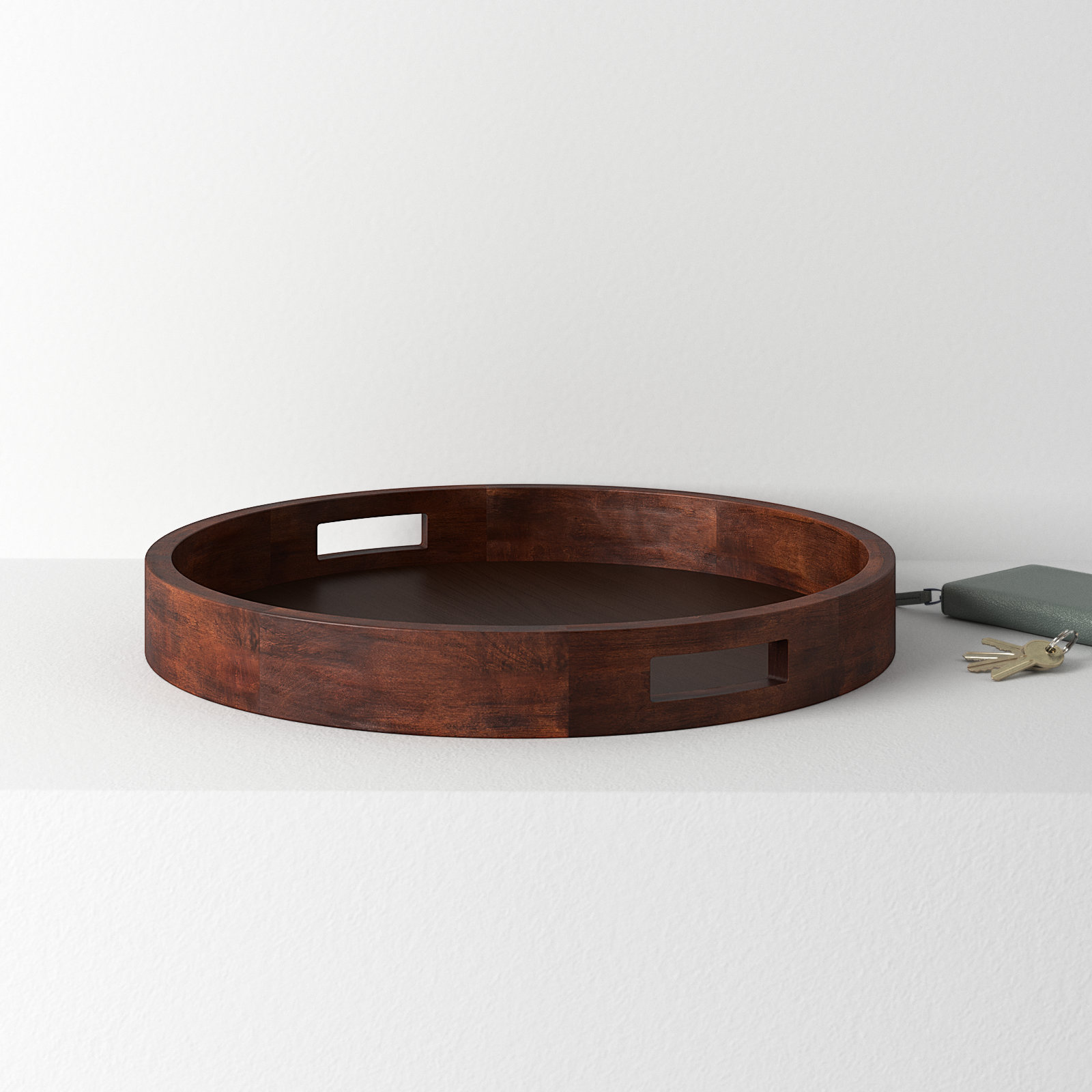 Parkside Modern Wood Tray - Set of 1, Walnut Brown