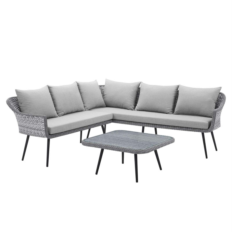 Endeavor Gray Wicker Rattan Outdoor Patio Seating Set
