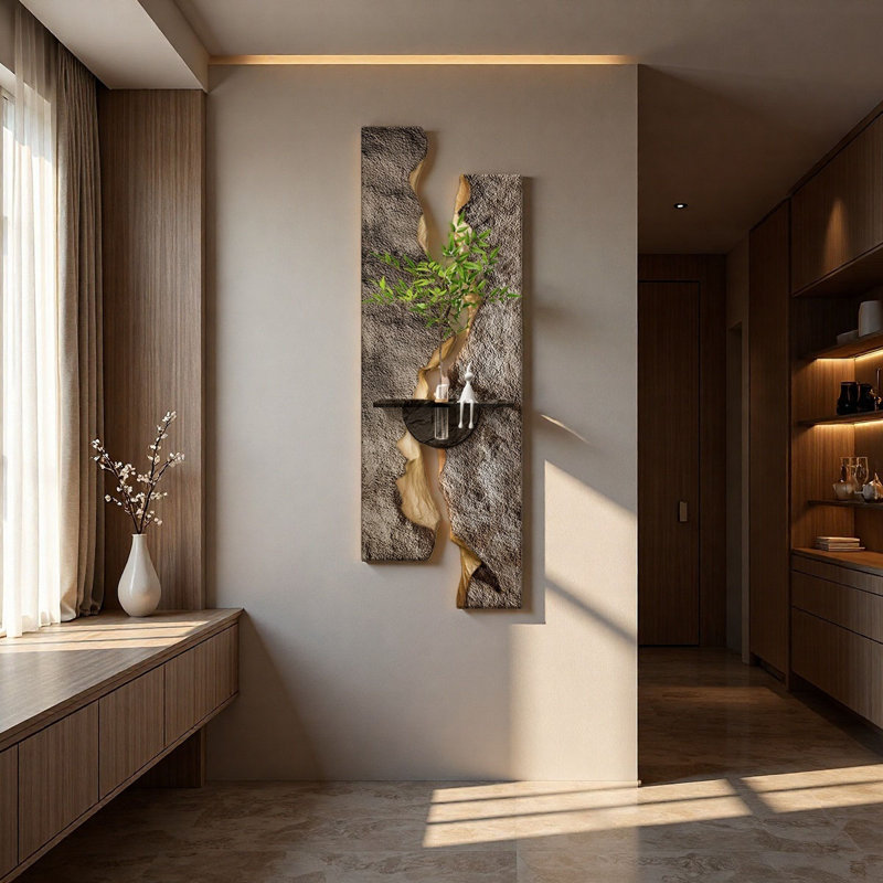 Art mural luxueux à DEL en grès 3D - Décoration de hall d'entrée hydroponique, H 70,87 po x l 23,62 po x P 1,57 po