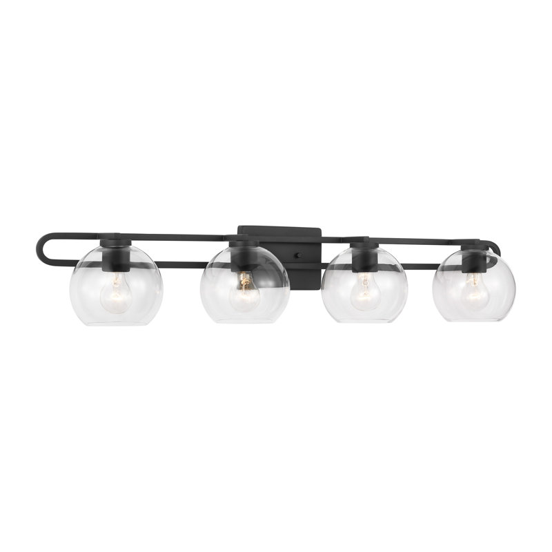 Éclairage pour salle de bain 4 lumières à intensité variable Eveline, Nuit noire, 4, H 7,63 po x l 40 po x P 8,38 po