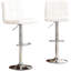 2 pièces tabourets de bar blancs avec système hydraulique réglable - siège en similicuir et base chromée pivotant à 360 degrés pour une utilisation polyvalente du tabouret (2 pièces) en mousse, confort accru