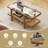2-tier Rustic Coffee Table With Storage Tempered Glass Tabletop Pe Rattan Shelf 