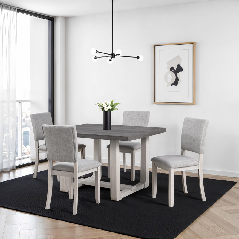 Viswa 5-Piece Dining Table Set, Gray/Gray