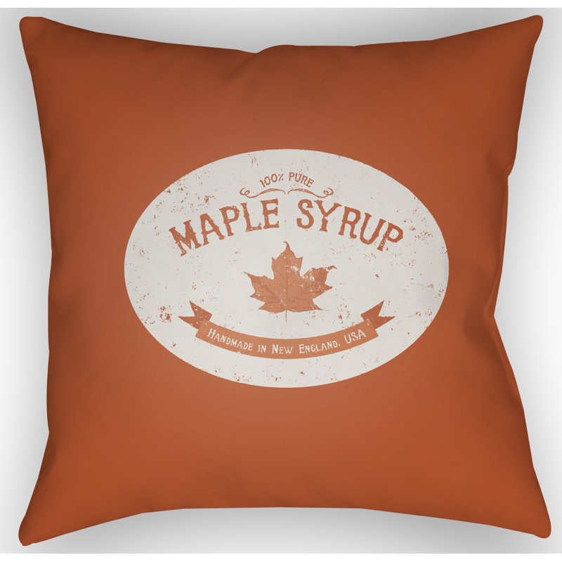 Reversible Throw Pillow, 18" H x 18" W x 4" D, Orange/White