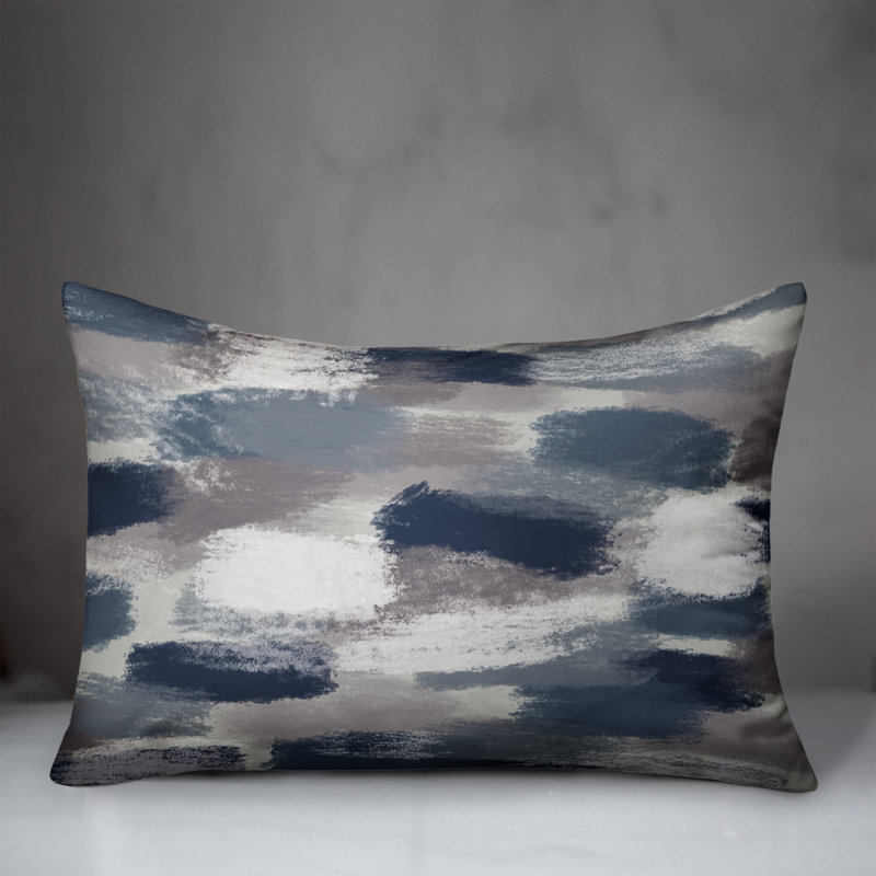 Abstract Outdoor Reversible Throw Pillow, Blue