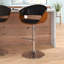 Tabouret de bar pivotant à hauteur ajustable Allin en similicuir, bois de noyer et chrome-1605094098