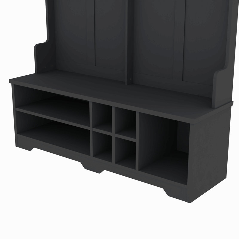 Portemanteau moderne avec crochets en métal et espace de rangement, portemanteau multifonctionnel avec casiers à chaussures