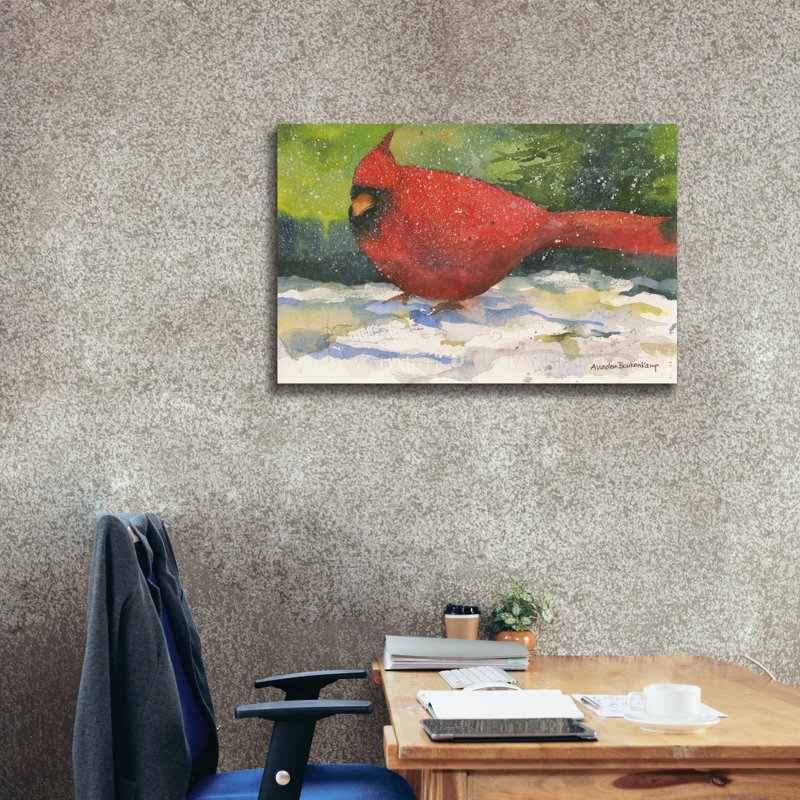 Art mural sur toile Winston Porter «Winter Cardinal» par Annelein Beukenkamp, H 26 po x l 40 po x P 1,5 po