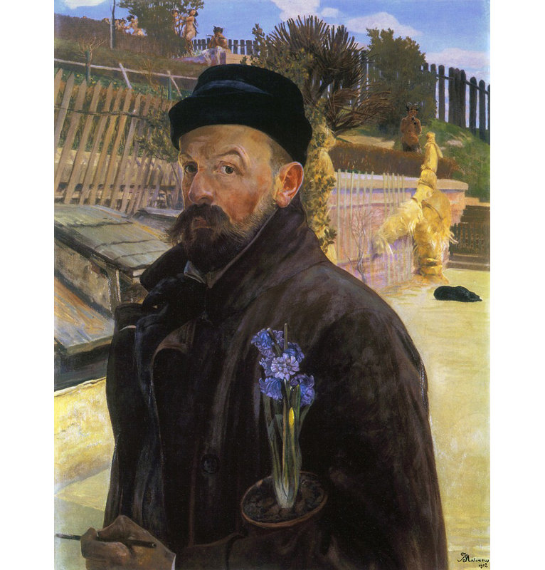 Self-portrait with hyacinth, 37'' H x 28'' W