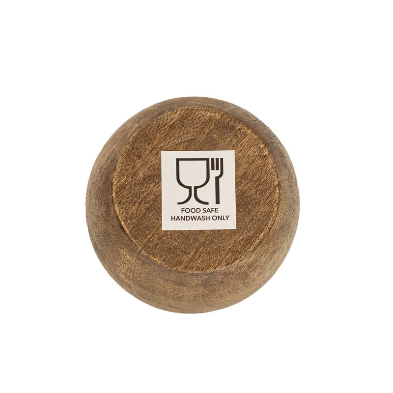 Set of 3 Brown Mango Wood Pinch Bowls with Leather Tie