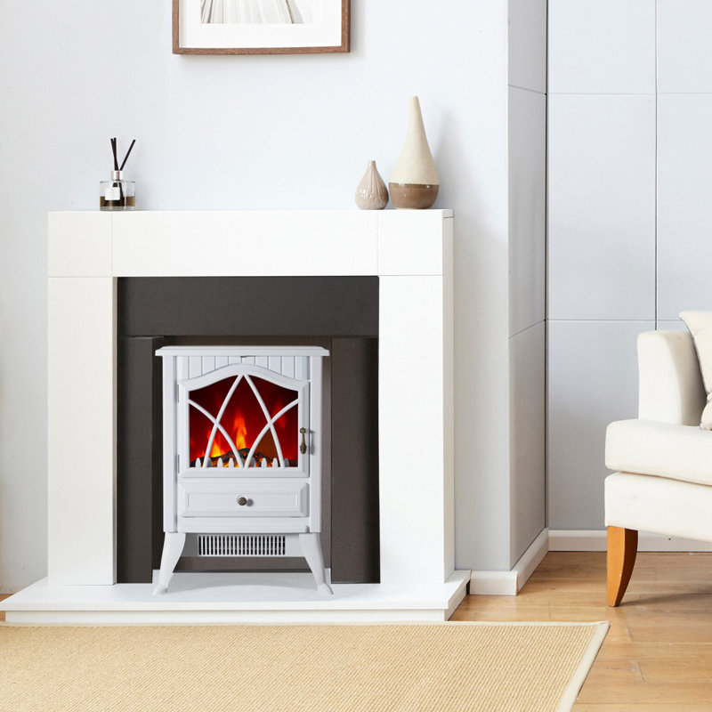Amorette Marlow Home Co. 38.2cm W Electric Fireplace, White