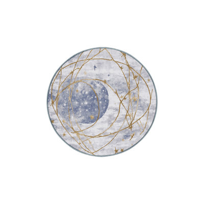 Machine Washable Blue Area Rug
