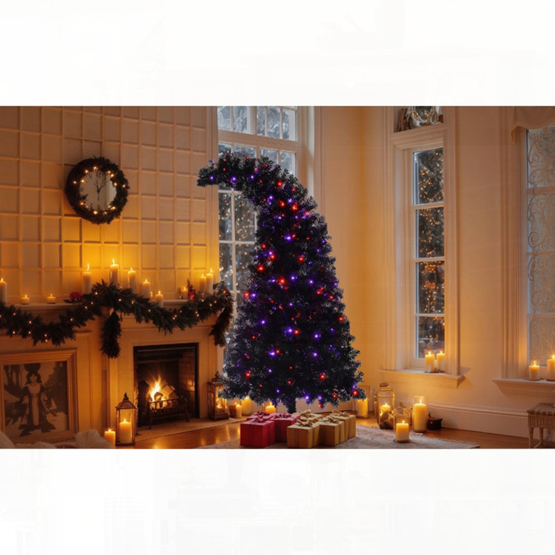 Arbre de Noël artificiel avec lumière DEL et forme incurvée personnalisable