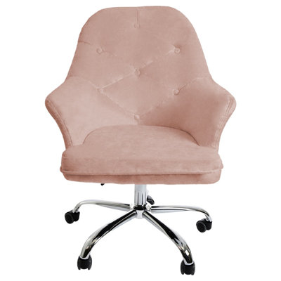 Fauteuil de coiffeuse capitonné Michelle avec pivot à 360 °, siège de bureau à boutons et cinq roulettes non marquantes