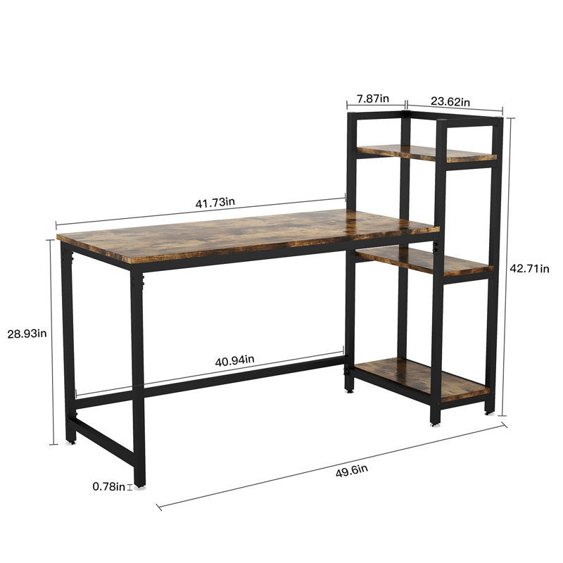126cm W Rectangle Writing Desk, Brown/Black