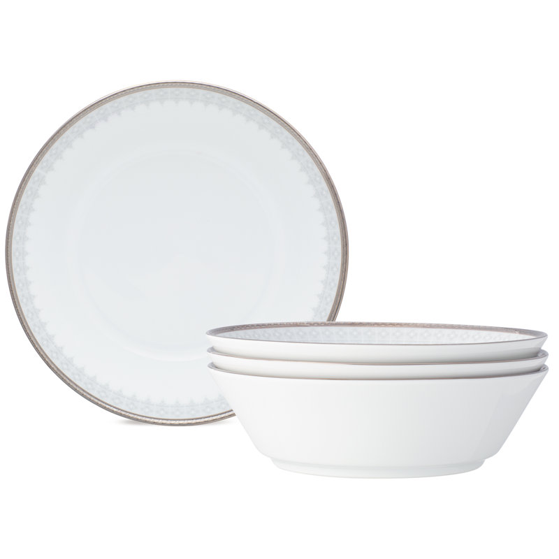 Noritake Silver Colonnade Soup Bowls, 7", 20 Oz.