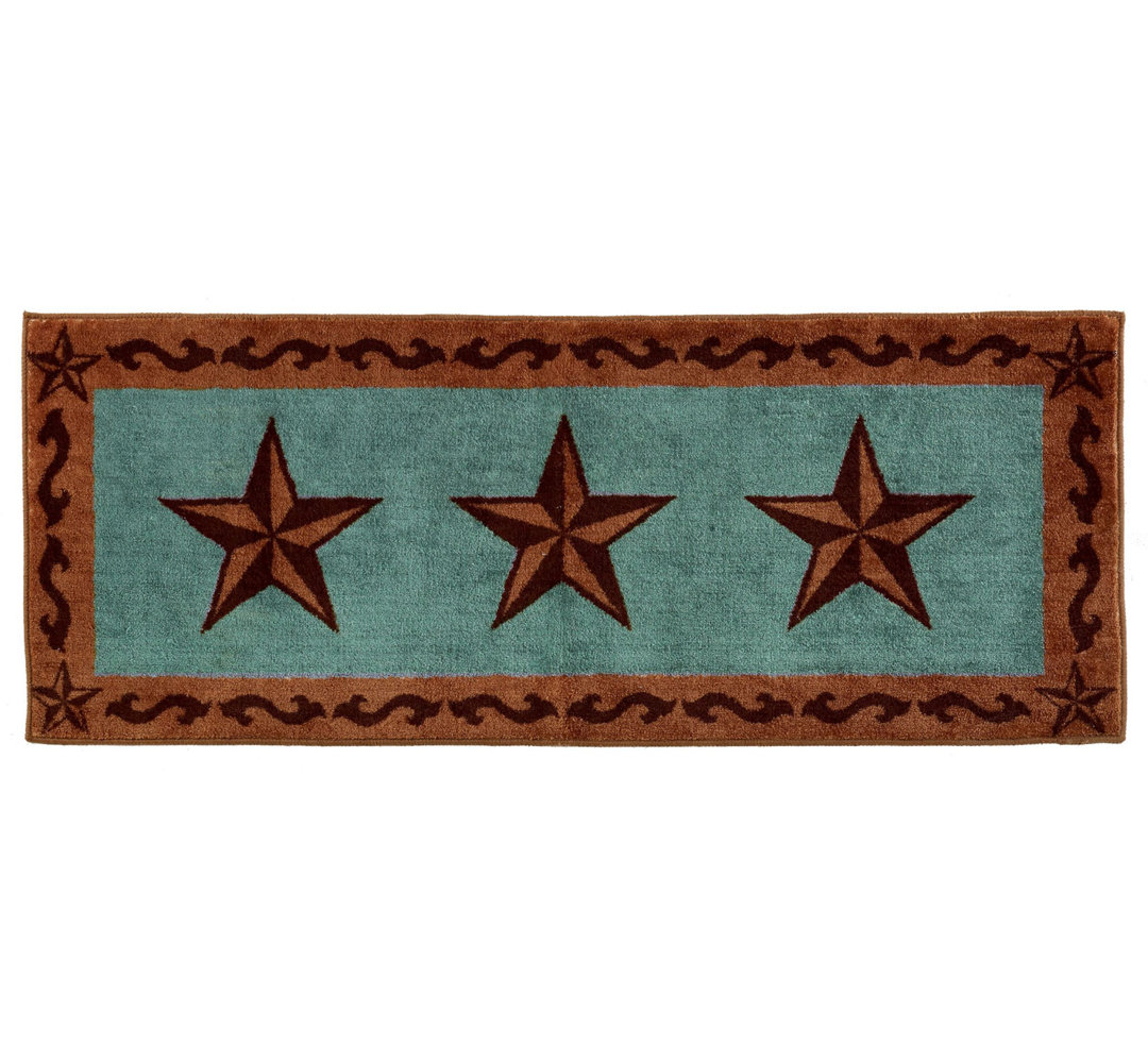Rustic Star Brown Tan Western Southwestern Cabin Kitchen Bathroom Rug Paseo Road by HiEnd Accents