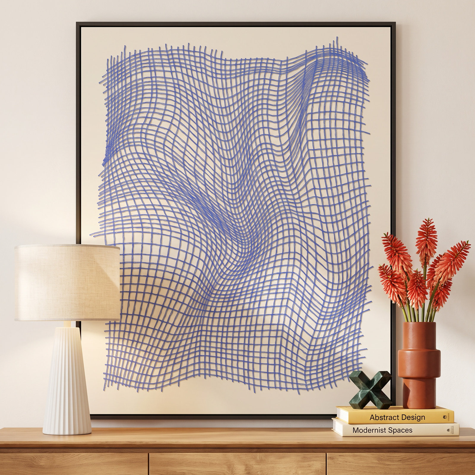 Netting 4 by Jacques Pilon, Black Single Structure Framed Canvas, 30" H x 24" W x 1.25" D