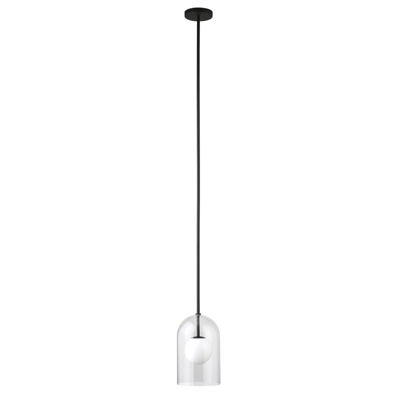 Hiral 8" Wide Double Layer Pendant with Glass Shade, Blackened Bronze