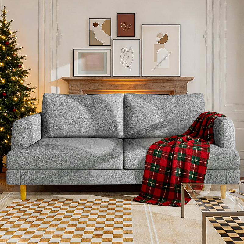 Canapé-lit à accoudoirs carrés 70 po avec accoudoirs carrés et moderne, Gris, H 33,33 po x l 70,22 po x P 27,11 po