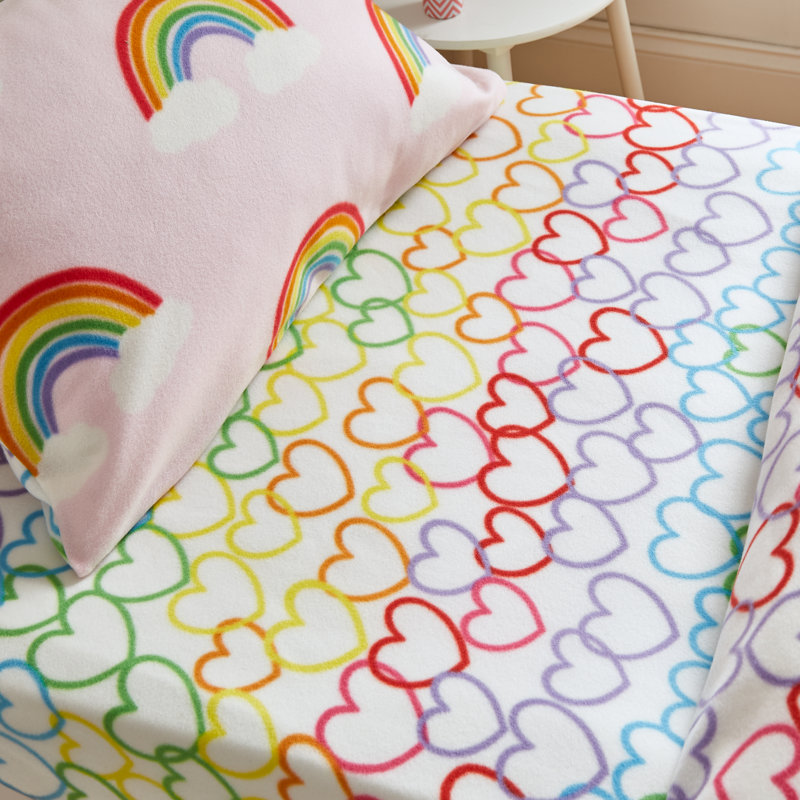 Rainbow Hearts Fleece Fitted Sheet, Toddler