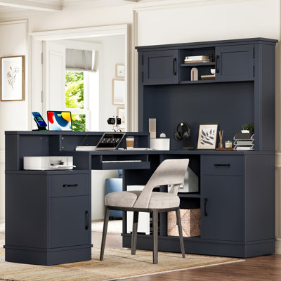 Bureau de direction en L 76,7 po avec tiroirs