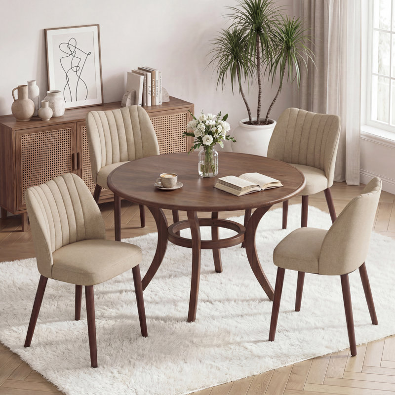 46.40cm H Fabric Upholstered Upholstered Back Side Chair in Camel, Camel