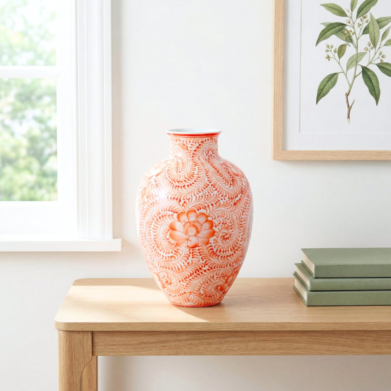Grigg Eleanor Vase Coral 6.5"x 9.25"
