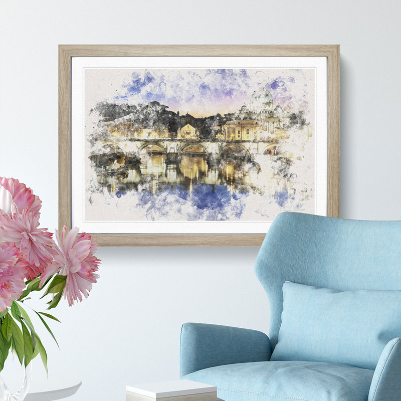 St. Peters Basilica in Rome Italy - Framed Print, 62cm H x 87cm W x 2cm D, Oak Framed
