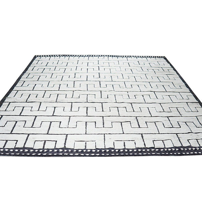 Tapis contemporain tribal moderne à motif de méandre en laine noué à la main 8 x 10 8 pi