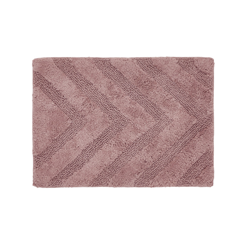 Tapis pour salle de bain touffeté à 100% coton Branston 1990 GSM avec envers antidérapant, certifié OEKO-TEX, lavable à la machine, motif à chevrons luxueux, tapis de salle de bain ultra doux et absorbant, rectangle 17 po x 24 po, rose