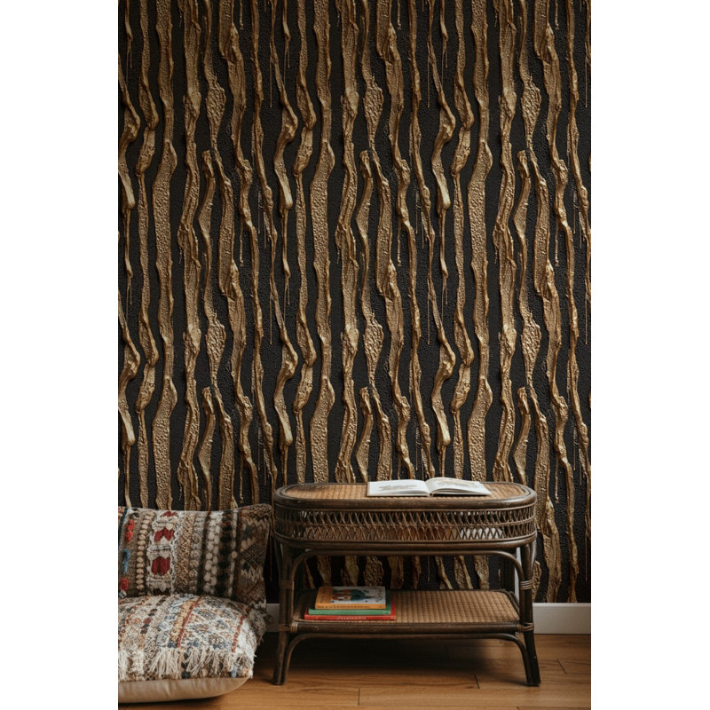 Papier peint glamour décoratif texturé doré